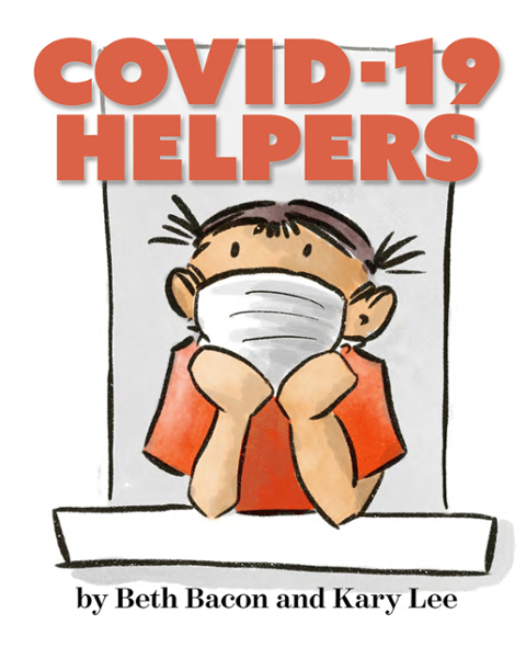 Illustration of a Childrens' book cover: COVID-19 Helpers