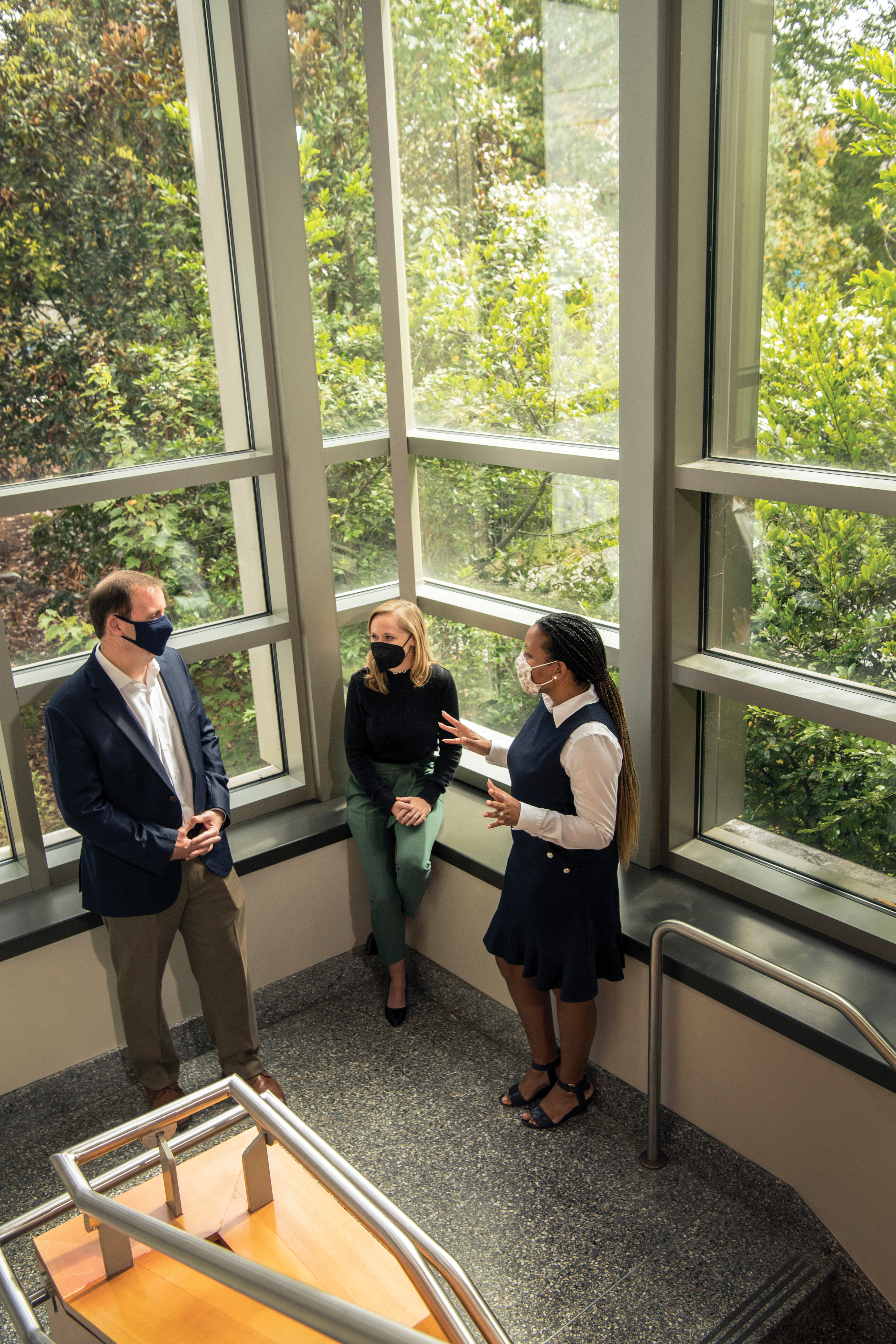 Left to right: Cliff Teague,  executive administrator of HR; Rachel Sedlack-Prittie, senior director of strategic initiatives and innovation; and Natalie Fields, director of faculty advancement and inclusion, in the School of Medicine.  